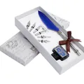 Europäisches Vintage Federkiel Geschenkset mit blauer Feder und 5 Ersatzschreibfedern - Königsblauer Stil (SP001002)