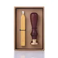 Vintage wax seal stamp set featuring wooden handle and gold wax stick in kraft gift box - 067 Series Sealing Wax Set