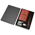 Vintage Federkiel- und geprägtes Leder-Notizbuch-Geschenkset in einer edlen schwarzen Box - Braunes Feder Set