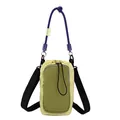 Compact dopamine-style crossbody bag in yellow and green with purple decorative rope strap - With Pendant / Green