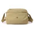 Borsa a tracolla in nylon kaki da donna con grande capacità e tracolla - Giallo Mandorla