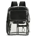 Durable large capacity waterproof transparent backpack with black straps for students. - Black
