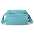Borsa a tracolla leggera in nylon turchese per donna con scomparti multipli - Miami blue