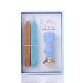 Vintage wax seal stamp gift set with blue wooden handle and two colorful wax sticks - 070 Series Sky Blue Set