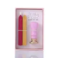 Vintage sealing wax set featuring pink wood handle stamp and gold/red wax sticks in gift box - 070 Series Pink Set