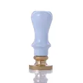 Vintage wax seal stamp with light blue wooden handle and golden brass head for gift wrapping - 072 White Painted Handle Stamp