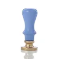Vintage European style wax seal stamp with light blue wooden handle and brass base - 072 Sky Blue Painted Handle Stamp