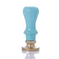 Vintage wax seal stamp with light blue wooden handle and golden base for letters - 072 Lake Blue Painted Handle Stamp