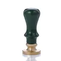 Vintage wax seal stamp with dark green handle and gold metal base - 072 Dark Green Painted Handle Stamp