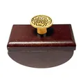 Professional dark wood ink rocker blotter with decorative gold metal knob for calligraphy - Antique Gold Knob Dark Walnut Base