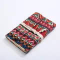 Vintage bohemian style printed fabric journal notebook with white rope tie closure - Bohemian Red (NB127) / Small (A6)