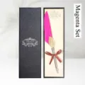 Vintage gänsefeder-kugelschreiber set in rosenrot mit edler schwarzer geschenkbox - Geschenkbox Set (SP134009) / Rosarot Set
