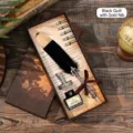 Elegante set di penne piuma nere con punta dorata vintage con inchiostro e pennini di ricambio - Nero con Pennino Dorato