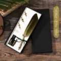 Set de stylo à plume vintage jaune avec boîte cadeau noire - Jaune