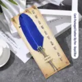 Set de pluma de pavo azul real con con cinco puntas metálicas de repuesto en cartón. - Azul Real (CA161002) / 1 Pluma + 5 Plumines de Repuesto