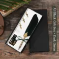 Coffret plume d'oie vintage vert foncé dans un écrin cadeau noir - Vert Foncé