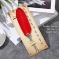 Elegante juego de caligrafía con pluma de pavo roja y 5 puntas de repuesto - Rojo (CA161003) / 1 Pluma + 5 Plumines de Repuesto