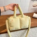 Stylish yellow puffy quilted padded tote bag variant with adjustable crossbody strap - Yellow