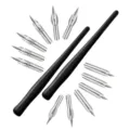 Vintage calligraphy dip pen set with 10 replaceable metal nibs and black holders - Black Straight Holder Set (WD397) / 10 Nibs Pack