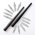 Retro wooden dip pen set with 10 metal nibs including black and brown wooden pen holders - Black And Brown Straight Holder Set (WD397) / 10 Nibs Pack