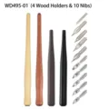 Vintage wooden dip pen set includes 4 handles and 10 interchangeable nibs for calligraphy - Four Colors Wood Holder Set (WD495-01) / 10 Nibs Pack