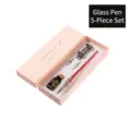 Elegante set regalo per calligrafia con penna in vetro cristallo rosso e inchiostro in rosa - Penna a Immersione Potenziata (SP381-05) / Five-Piece Set / Argento Antico Rosso