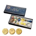Set de regalo de sello de lacre azul estrellado vintage con mango de gema y 5 cabezales - Azul