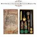 Set regalo di ceralacca vintage con scatola mappa del mondo, 11 pezzi con cera e cucchiaio - Set da 11 pezzi / K12 Scatola Terra Stile Grigio