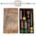 Set di ceralacca vintage da 11 pezzi, scatola decorativa con mappa del mondo porpora - Set da 11 pezzi / K12 Scatola Terra Stile Rosso Porpora
