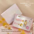 Juego de cera para sellar de 7 piezas de flor de cerezo rosa jade con sello y cera - Juego de 7 piezas / Rosa