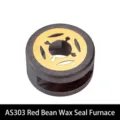 Vintage dark wood wax seal melting furnace with gold metal plate SKU AS303 - AS303 Wax Seal Warmer - Bean Paste Pink