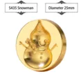 Cabezal de sello de cera dorado de 25mm con diseño de relieve de muñeco de nieve - Estilo Muñeco de Nieve (S435) / Diámetro 25mm