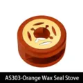 Vintage orange-red solid wood wax seal melting furnace with decorative metal top - AS303 Wax Seal Warmer - Orange Red
