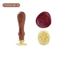 Vintage wax seal stamp featuring a solid wood handle and an ornate engraved letter B head - Calligraphy Letter B(OY0530-081)