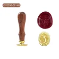 Vintage wax seal stamp with wooden handle and gold-plated letter C floral seal head - Calligraphy Letter C(OY0530-081)