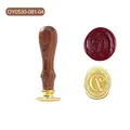 Retro wooden handle wax seal stamp set with gold electroplated alloy letter C head - Calligraphy Letter D(OY0530-081)