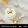 Elegant white retro wax seal melting furnace with gold spoon set for craft seals - Furnace + Spoon Set (AS327) / Two-Piece Set / White