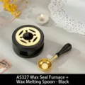 Retro black solid wood wax seal melting furnace and gold spoon set for DIY stamps - AS327 Wax Seal Furnace & Wax Spoon - Black