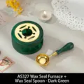 Vintage dark green wooden sealing wax melting furnace and spoon set for seal stamps - AS327 Wax Seal Furnace & Wax Spoon - Dark Green