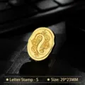 Vintage metal wax seal head with engraved letter S variant in gold finish - Letter S