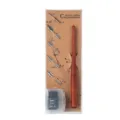 Set professionale di calligrafia con porta pennini in legno marrone e 5 punte - Asta Concava Lunga (CA299045) / Set (Inchiostro + 5 Pennini Inclusi) / Marrone