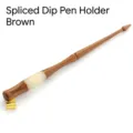 Handcrafted wooden spliced calligraphy dip pen holder in brown and ivory finish - Spliced Style (SP280045) / Brown