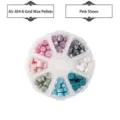 Premium eight-grid transparent box containing octagonal wax seal beads in mixed shimmering colors - Pink Iridescent