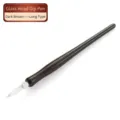 Long dark brown wooden dip pen handle with transparent glass nib for calligraphy art - Long Glass Nib Style (SP276019) / Brown