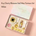Set de lacre de flor de cerezo blanco con horno y cabezales de sello. - Kit de Sello de Cera Sakura K14 / Blanco