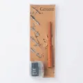 Coffret de calligraphie professionnel avec porte-plume en bois et 5 plumes brun thé - Tige à Tête Plate (CA297045)