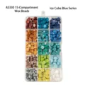 15-grid storage box with octagonal wax seal beads in assorted ice blue and mixed colors - Ice Grid Blue