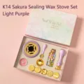 Complete cherry blossom sealing wax stamp set in light purple with melting furnace - K14 Sakura Wax Seal Kit / Light Purple