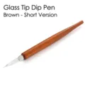 Short brown wooden dip pen with glass nib for calligraphy and English writing - Short Glass Nib Style (SP279045) / Brown