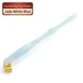 Oblique dip pen holder in marbled jade white blue resin for English calligraphy practice. - Oblique Holder Style (SP277046) / Jade White Blue